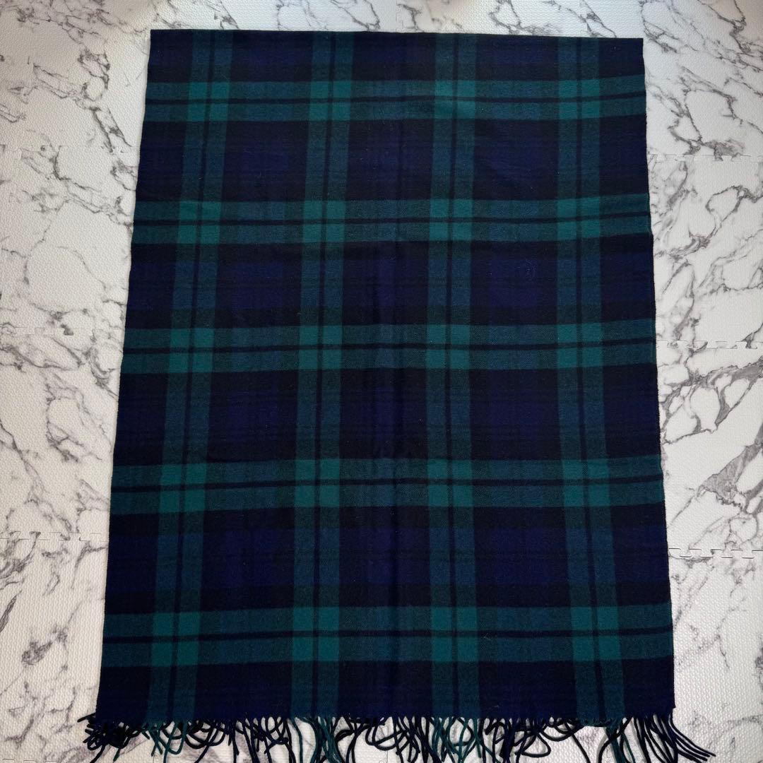 ジョンストンズ　大判ストール　カシミヤ100% ブラックウォッチ　チェック柄