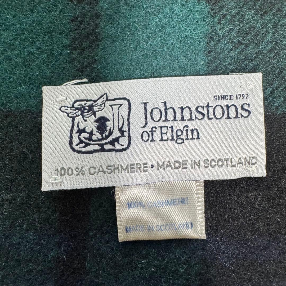 ジョンストンズ　大判ストール　カシミヤ100% ブラックウォッチ　チェック柄