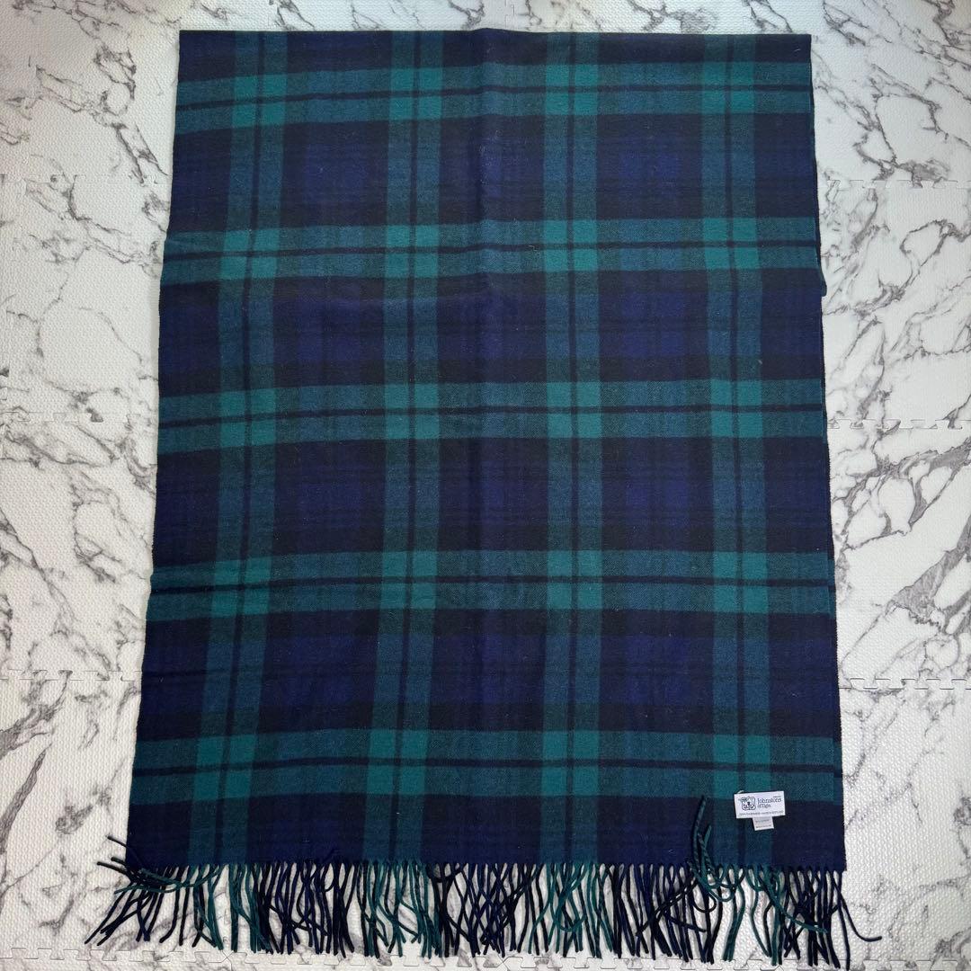 ジョンストンズ　大判ストール　カシミヤ100% ブラックウォッチ　チェック柄