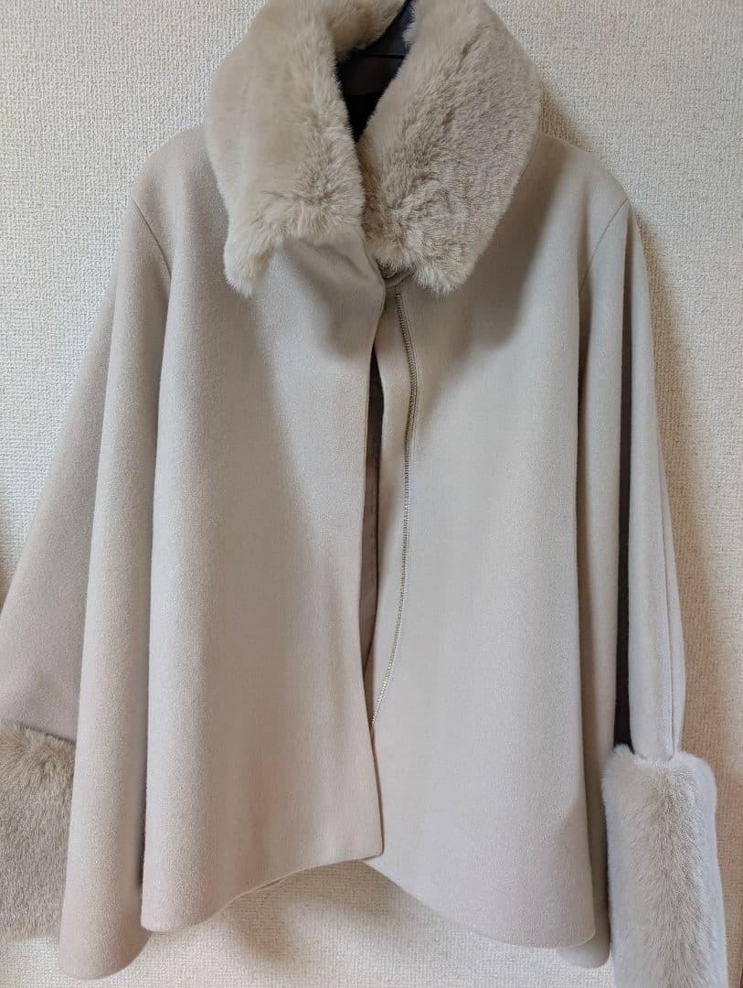 tocco closet ２ＷＡＹファー＆ベルト付きケープライクコート ポンチョ