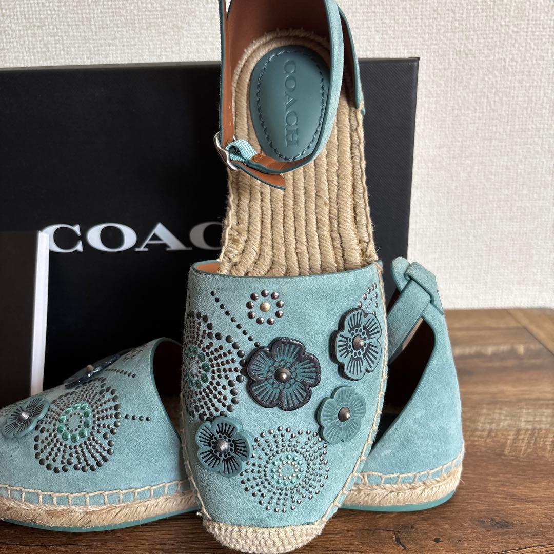 COACH レザーフラワー　サンダル　エスパドリーユ【未使用美品】 再値下げ品