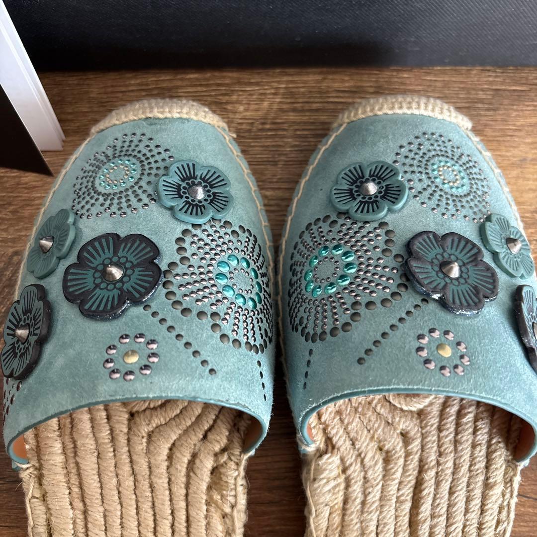 COACH レザーフラワー　サンダル　エスパドリーユ【未使用美品】 再値下げ品