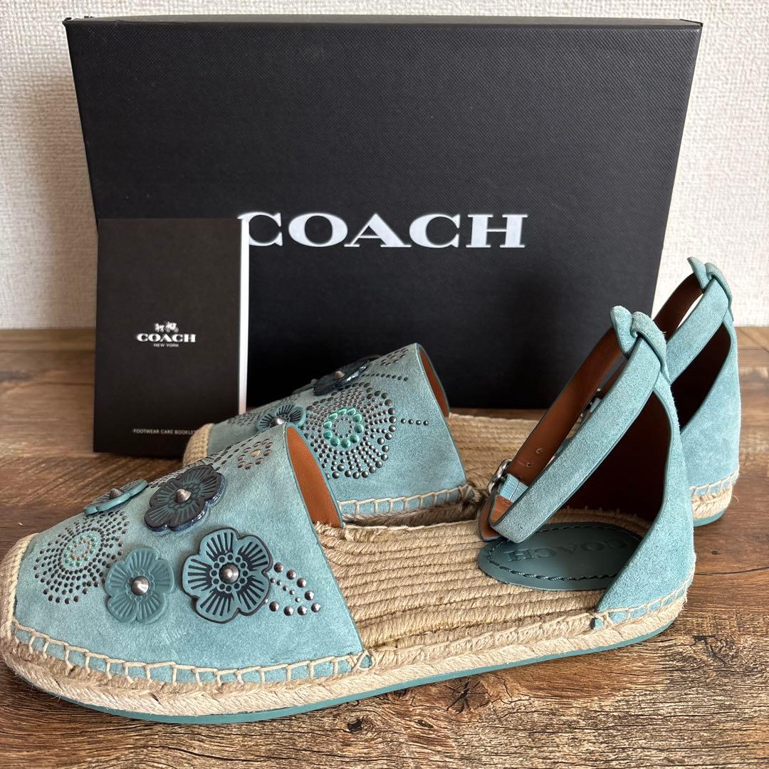 COACH レザーフラワー　サンダル　エスパドリーユ【未使用美品】 再値下げ品