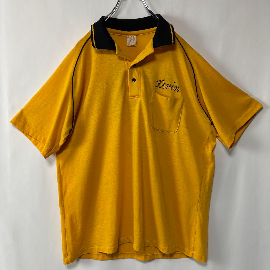 USA製　ヒルトン　ボーリングシャツ　Lサイズ　半袖シャツ　イエロー　アメカジ