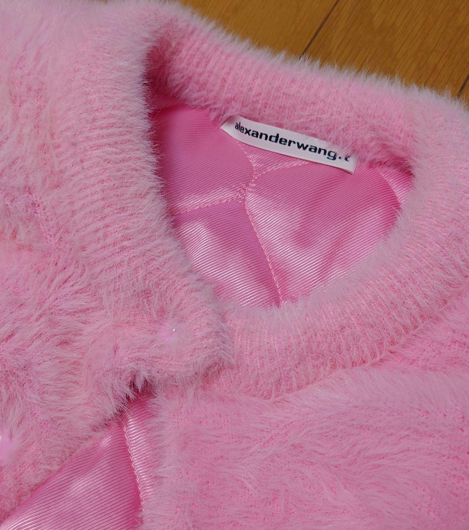 t- アレキサンダーワン　クロップド　ファー　ジャケット　ピンク　xs　ダウン