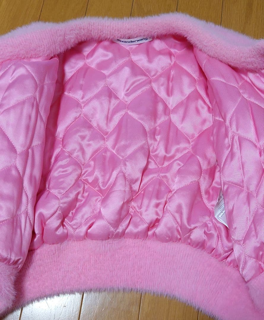 t- アレキサンダーワン　クロップド　ファー　ジャケット　ピンク　xs　ダウン