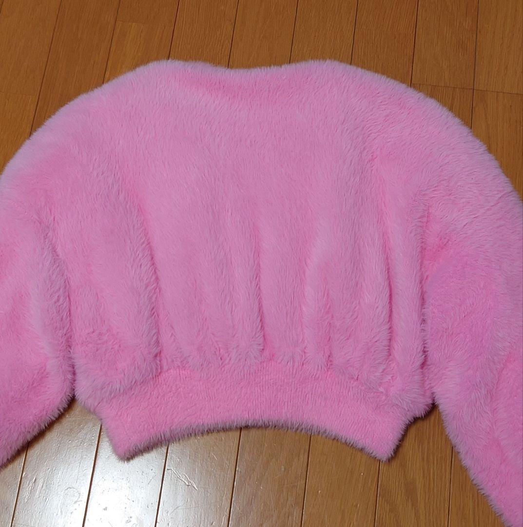 t- アレキサンダーワン　クロップド　ファー　ジャケット　ピンク　xs　ダウン