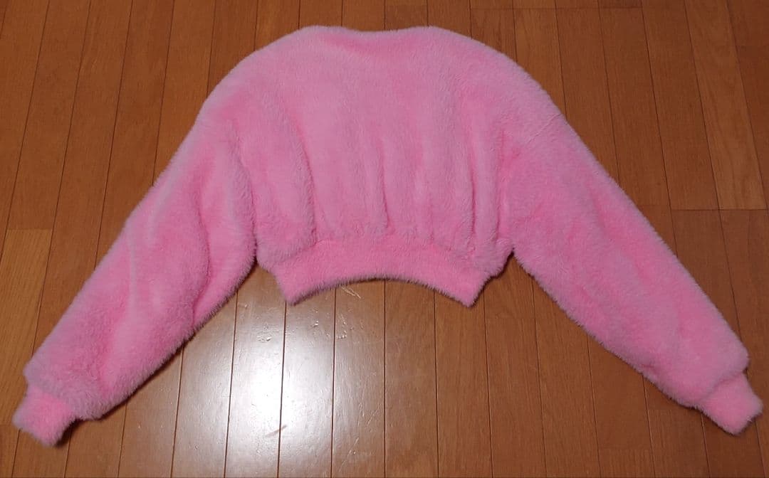 t- アレキサンダーワン　クロップド　ファー　ジャケット　ピンク　xs　ダウン