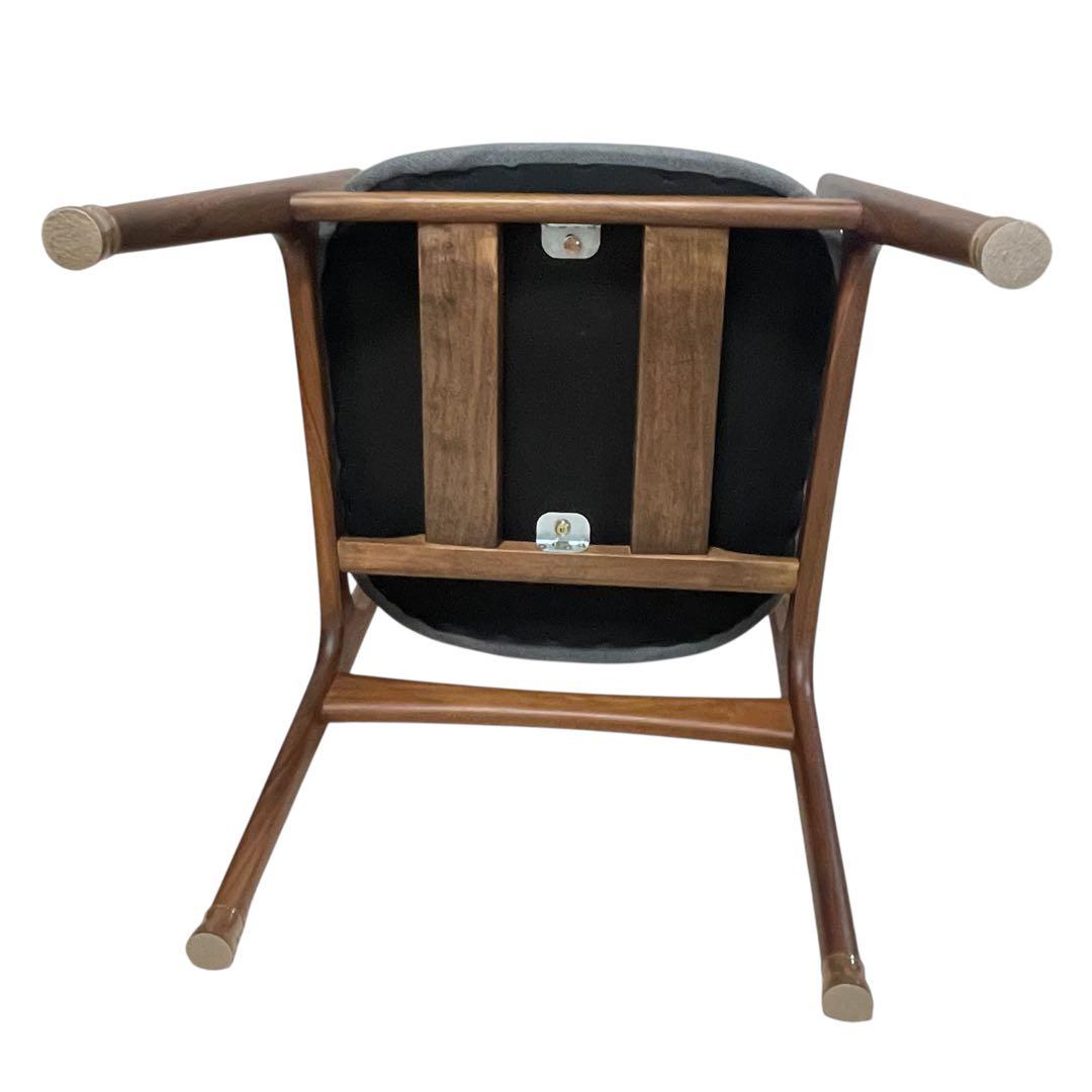 AMOCC ダイニングチェア ウォールナット 無垢 グレー 肘付き 椅子