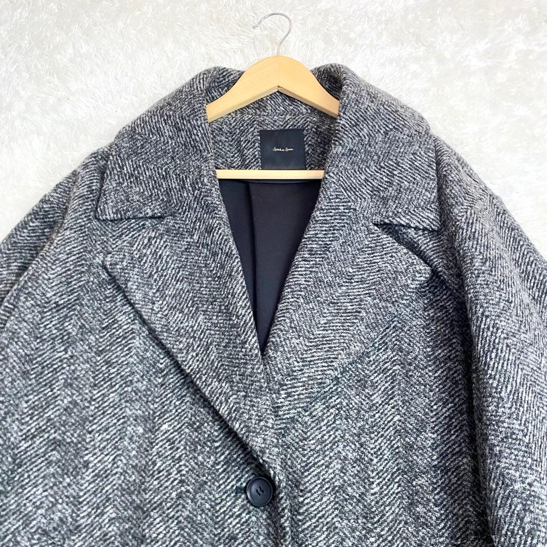 22AWスピックアンドスパン　W スライバーヘリンボーンミドルコート　Mサイズ