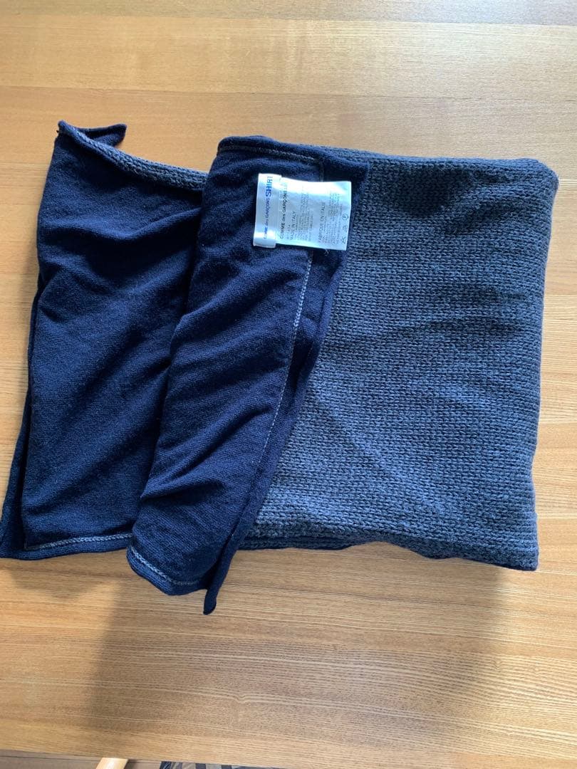 コムデギャルソンシャツ マフラー 紺×グレー