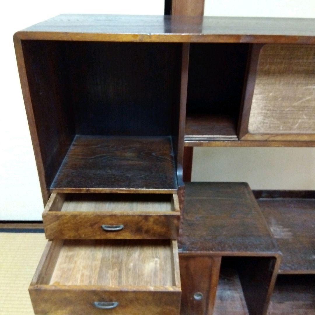 水屋箪笥 木製整理ダンス 大正　昭和　 レトロ 　アンティーク 香狭間透かし