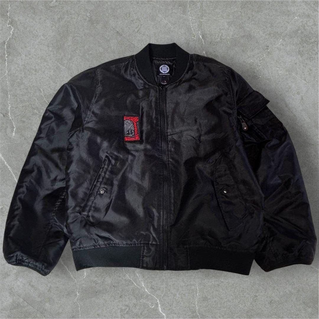 一二三屋 MA-1 フライトジャケット XL ブラック 花札柄 和柄