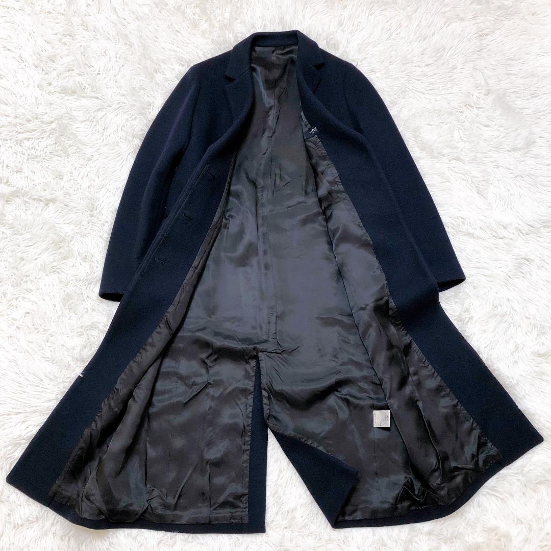 未使用級 イレーヴ 定価9.3万 ウールロングチェスターコート ネイビー M相当