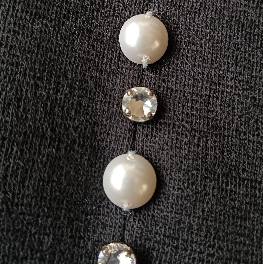 【Rene】美品 ノーカラーニットジャケット カーディガン パール 34