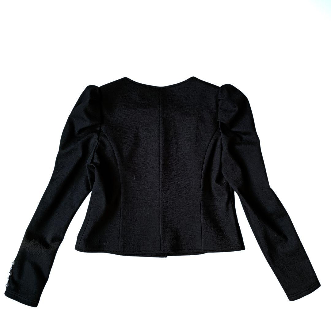 【Rene】美品 ノーカラーニットジャケット カーディガン パール 34