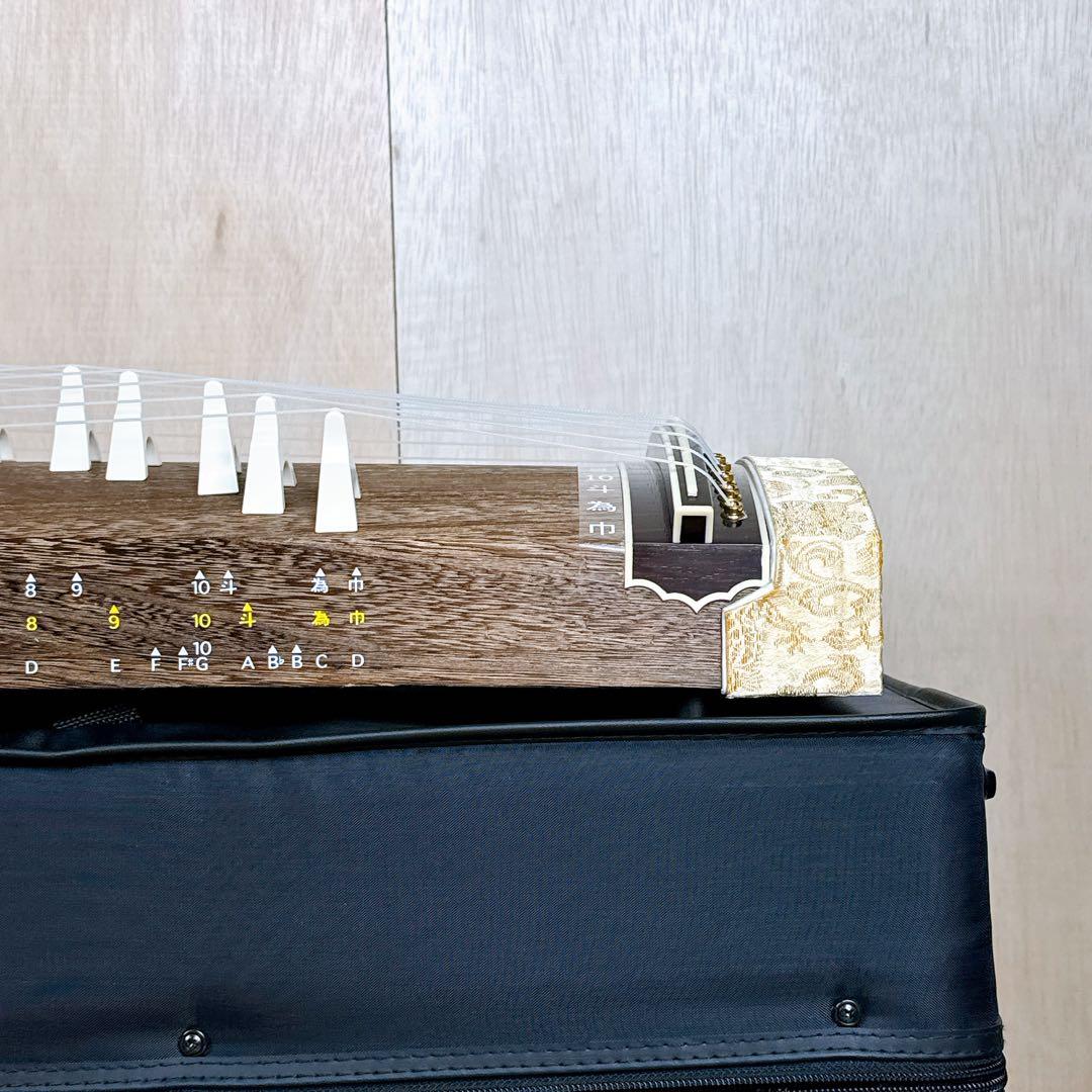 【美品】 ゼンオン 文化箏 高級 立柱ケース 13弦 全長86cm 琴 短琴 箏