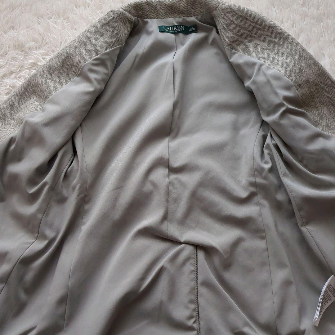 美品 ローレンラルフローレン ヘリンボーンブレザー 銀ボタン グレー M