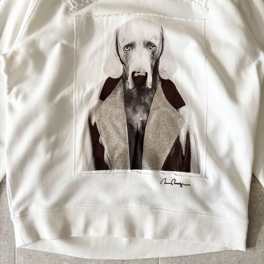 未使用級✨️マックスマーラ ストーン装飾 犬プリント トレーナー M 白 白タグ