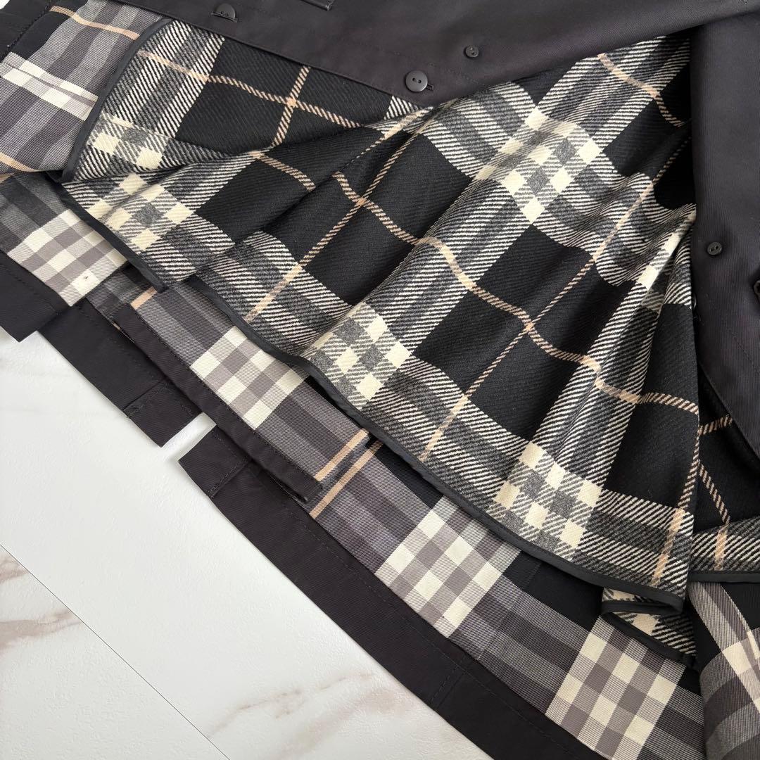 人気◆バーバリーブルーレーベル ライナー ベルト付 トレンチコート 黒 L