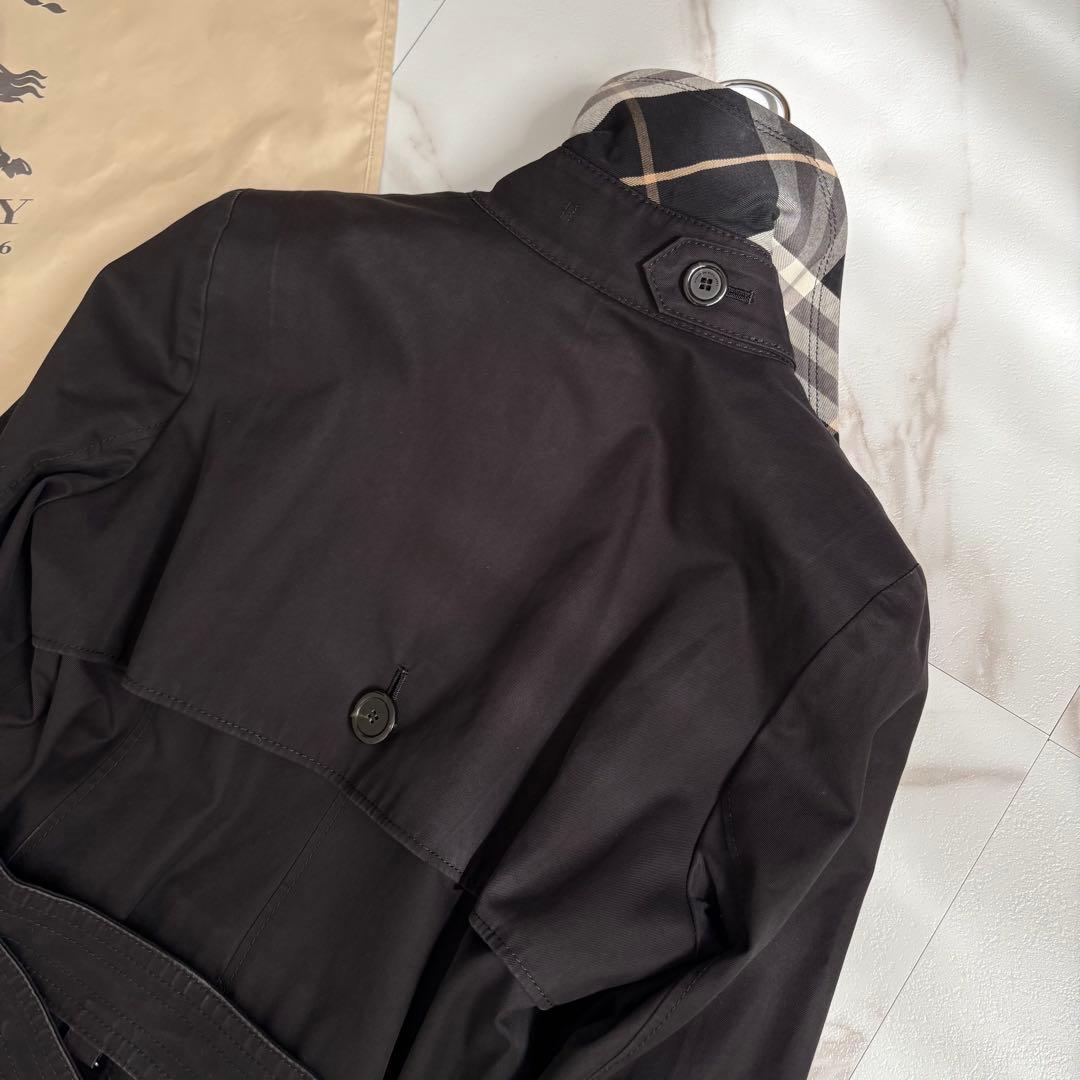 人気◆バーバリーブルーレーベル ライナー ベルト付 トレンチコート 黒 L