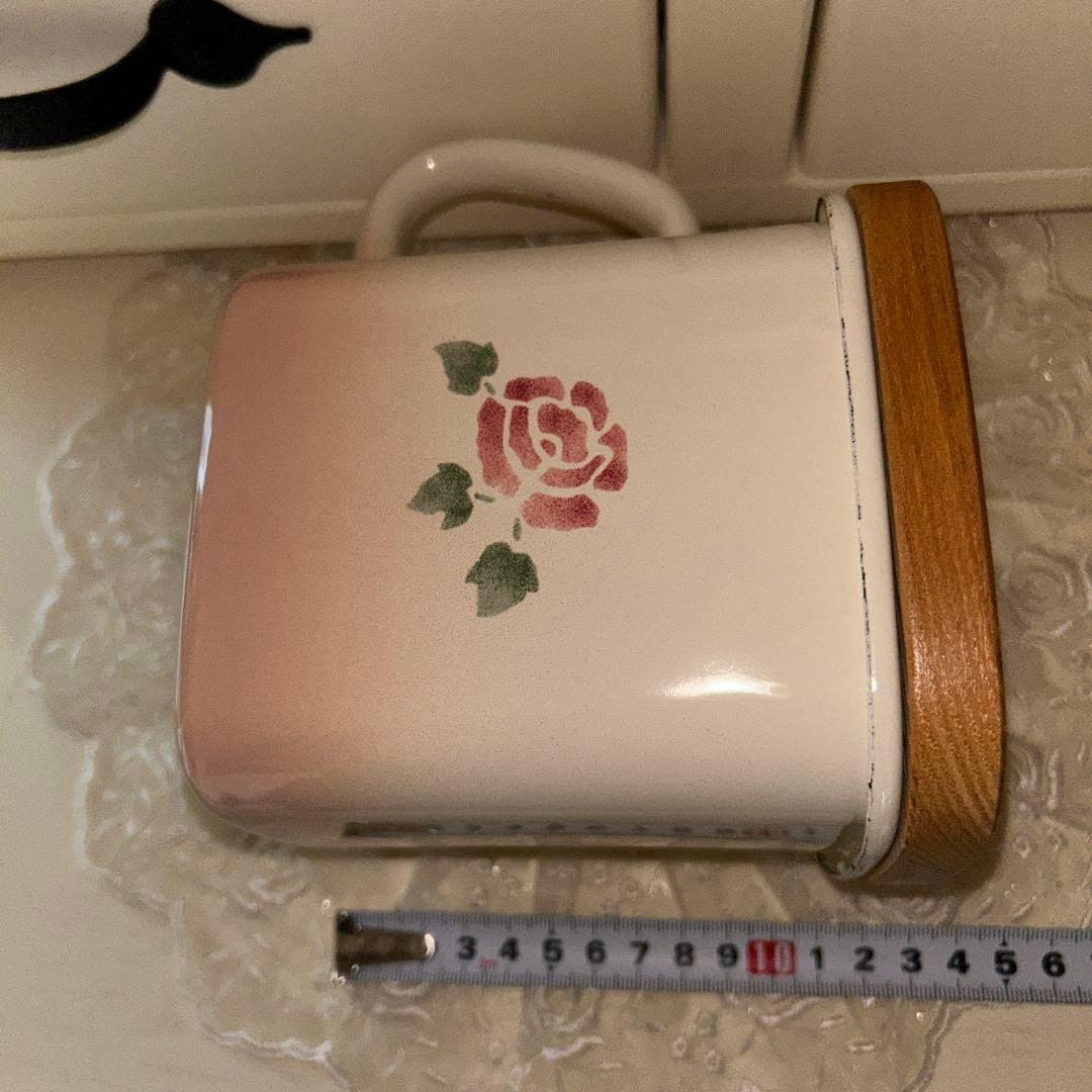 マニーローズ　ホーロー　取っ手付きキャニスター