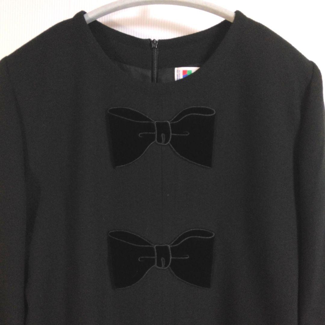 GIVENCHY✨リボン柄つきブラックワンピースL