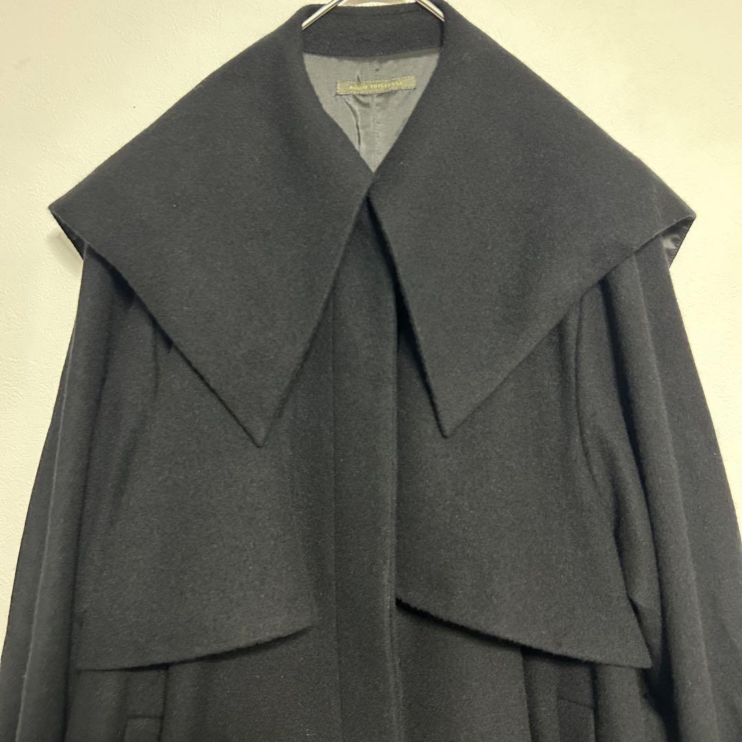 【匿名配送】アデュートリステス ウールピーバービッグカラーコート ウール 黒