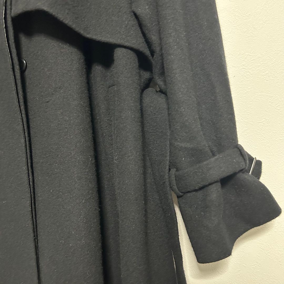 【匿名配送】アデュートリステス ウールピーバービッグカラーコート ウール 黒