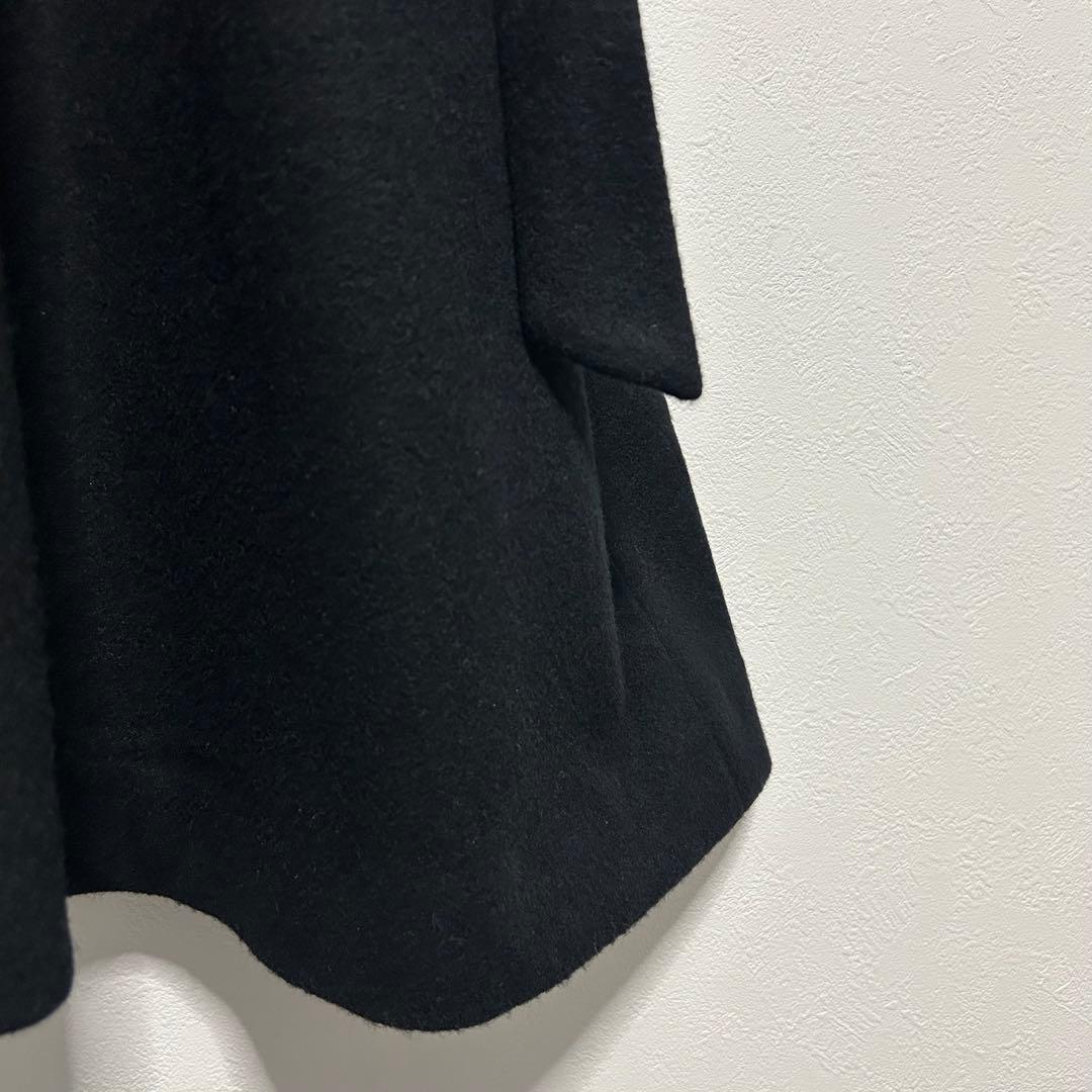 【匿名配送】アデュートリステス ウールピーバービッグカラーコート ウール 黒