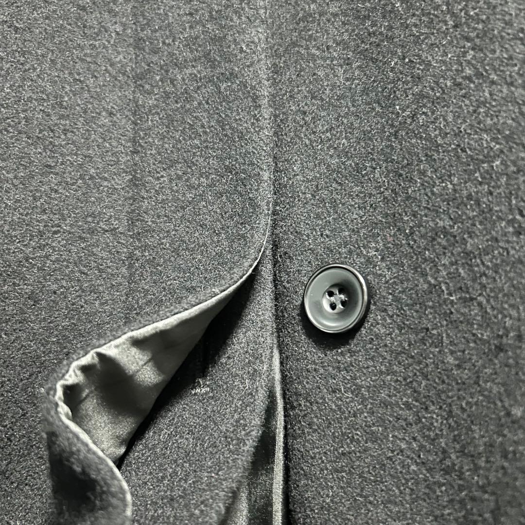 【匿名配送】アデュートリステス ウールピーバービッグカラーコート ウール 黒