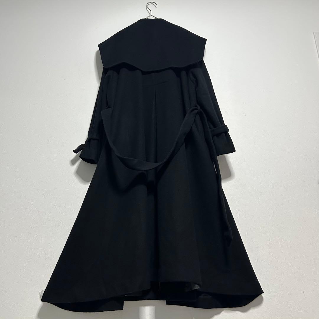 【匿名配送】アデュートリステス ウールピーバービッグカラーコート ウール 黒