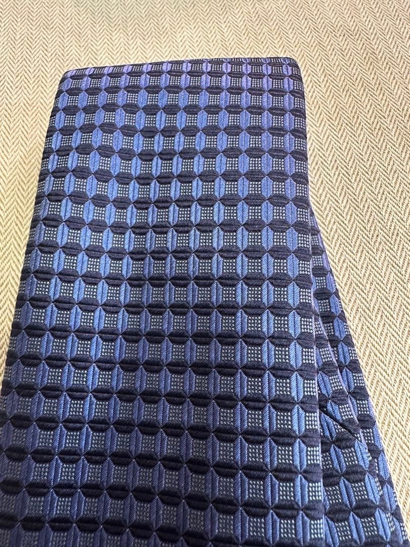 ブリオーニ　ネイビー チェック柄 シルクネクタイ