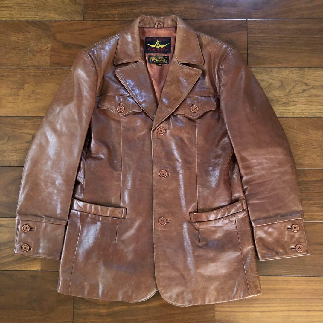 【希少 美品】B-McCOY'S ステアハイドレザー テーラードジャケット M