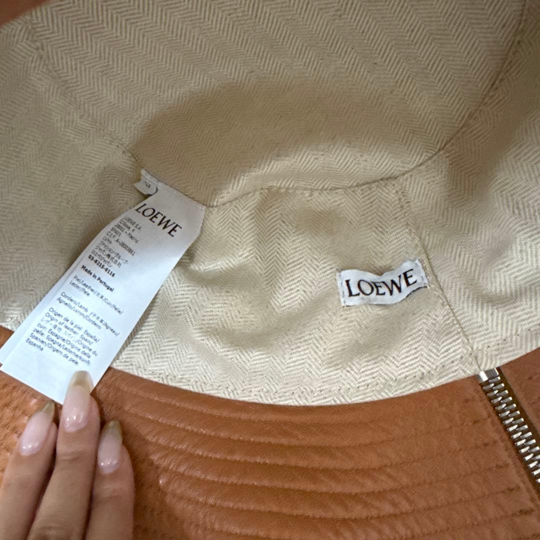 【美品】LOEWE ブラウンレザーバケットハット
