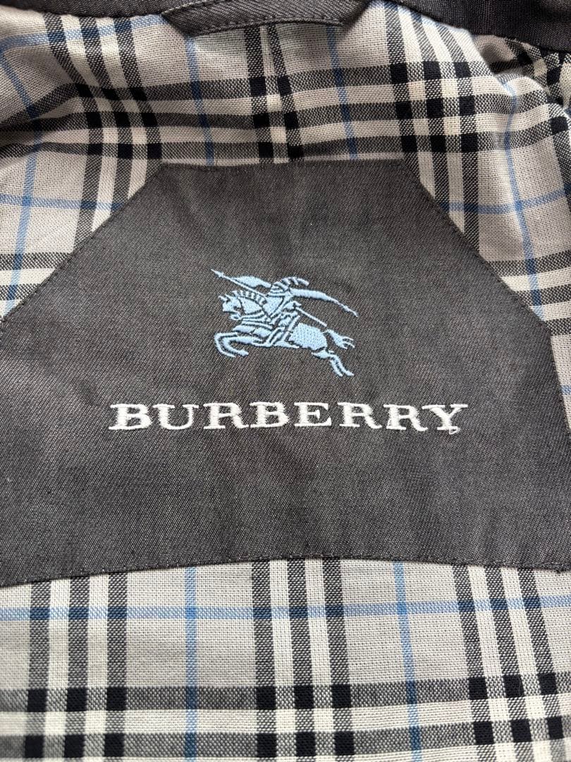バーバリーロンドン　11号　グレー　ノバチェック トレンチコート　ロング　刺繍