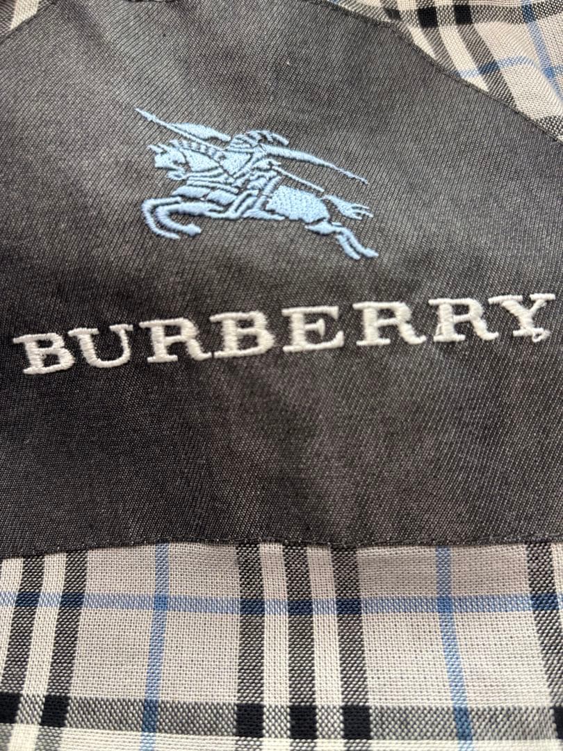 バーバリーロンドン　11号　グレー　ノバチェック トレンチコート　ロング　刺繍