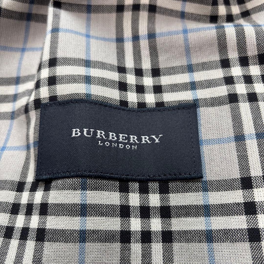 バーバリーロンドン　11号　グレー　ノバチェック トレンチコート　ロング　刺繍