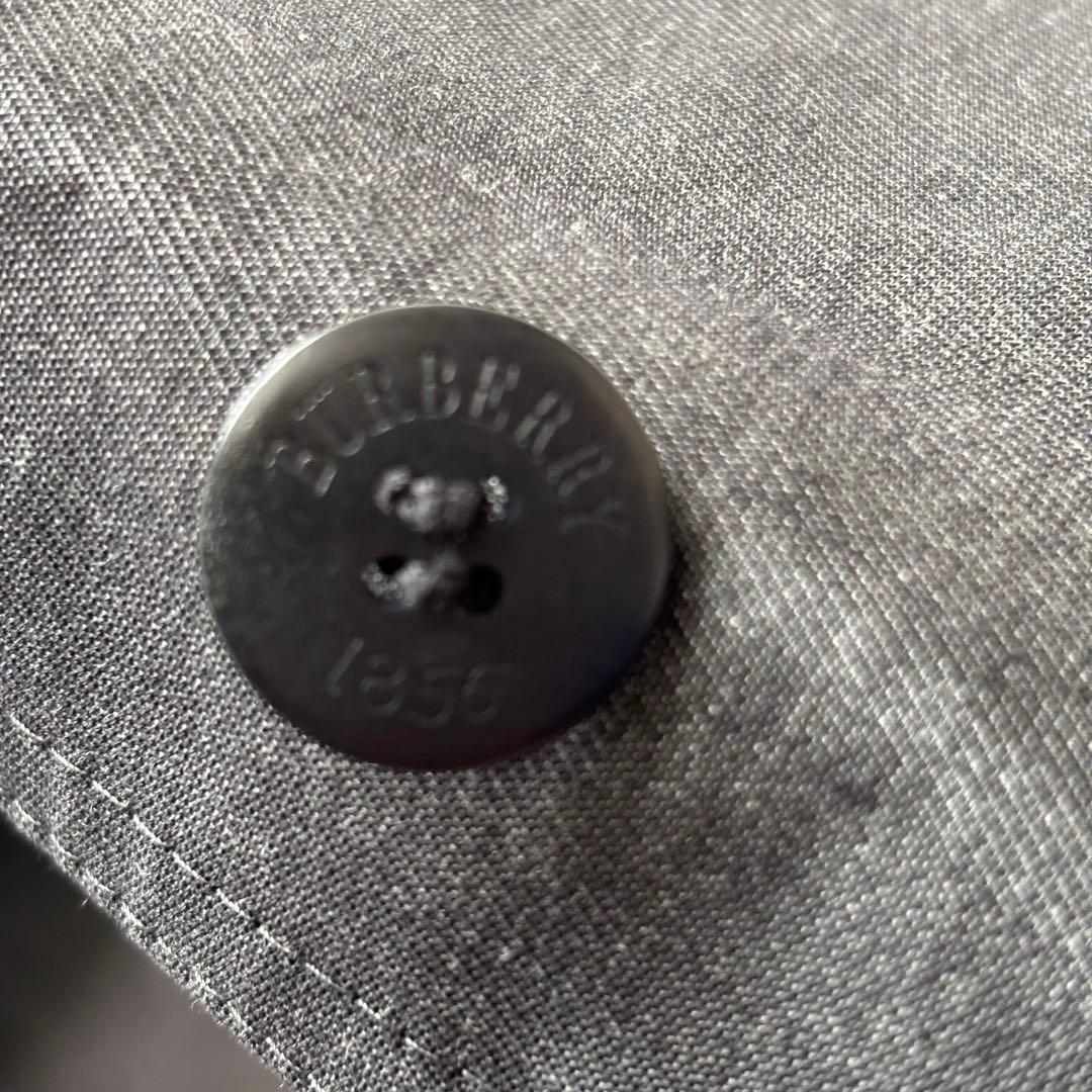 バーバリーロンドン　11号　グレー　ノバチェック トレンチコート　ロング　刺繍