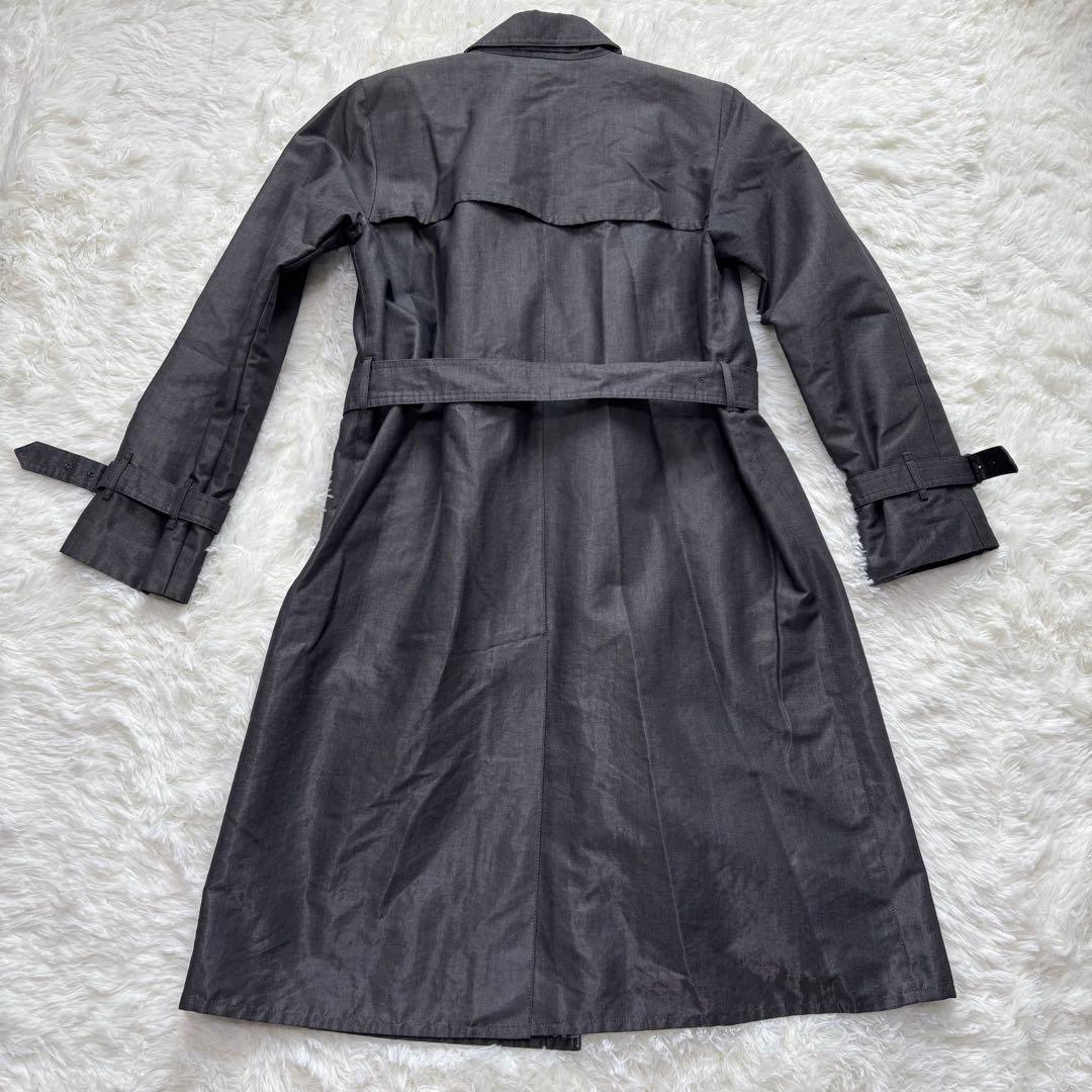 バーバリーロンドン　11号　グレー　ノバチェック トレンチコート　ロング　刺繍