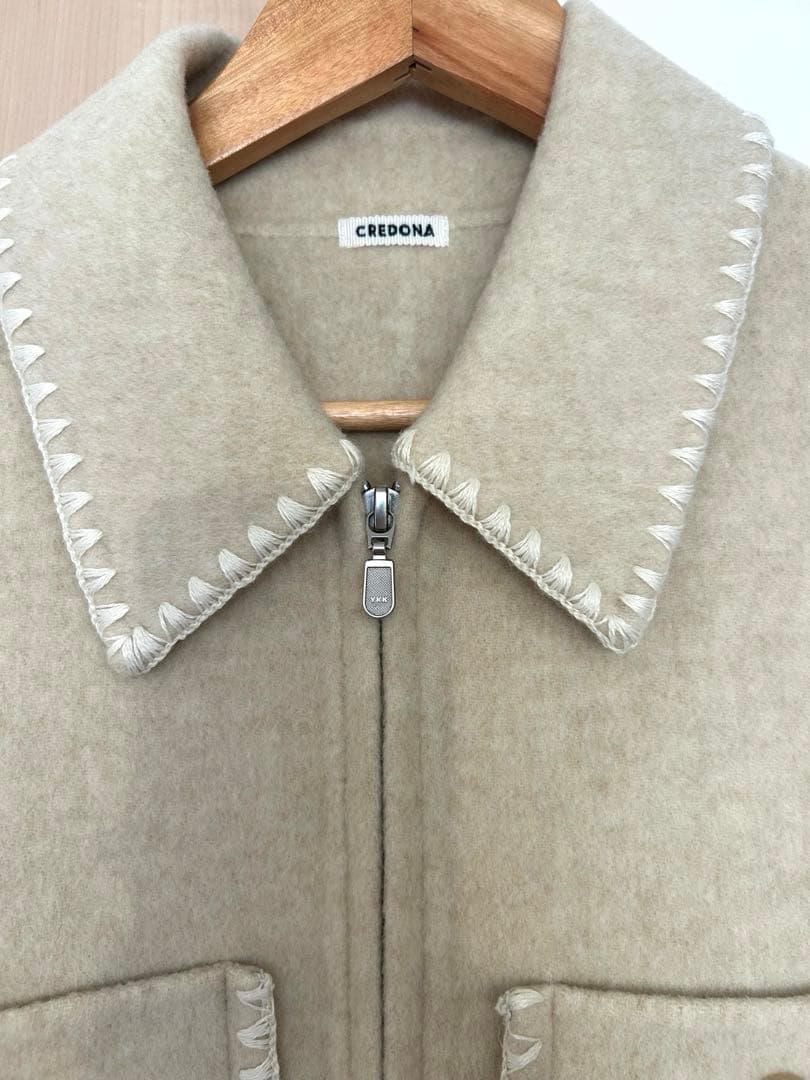 ジャケット・アウター WOOL EMBROIDERY SHORT ZIP JACKET