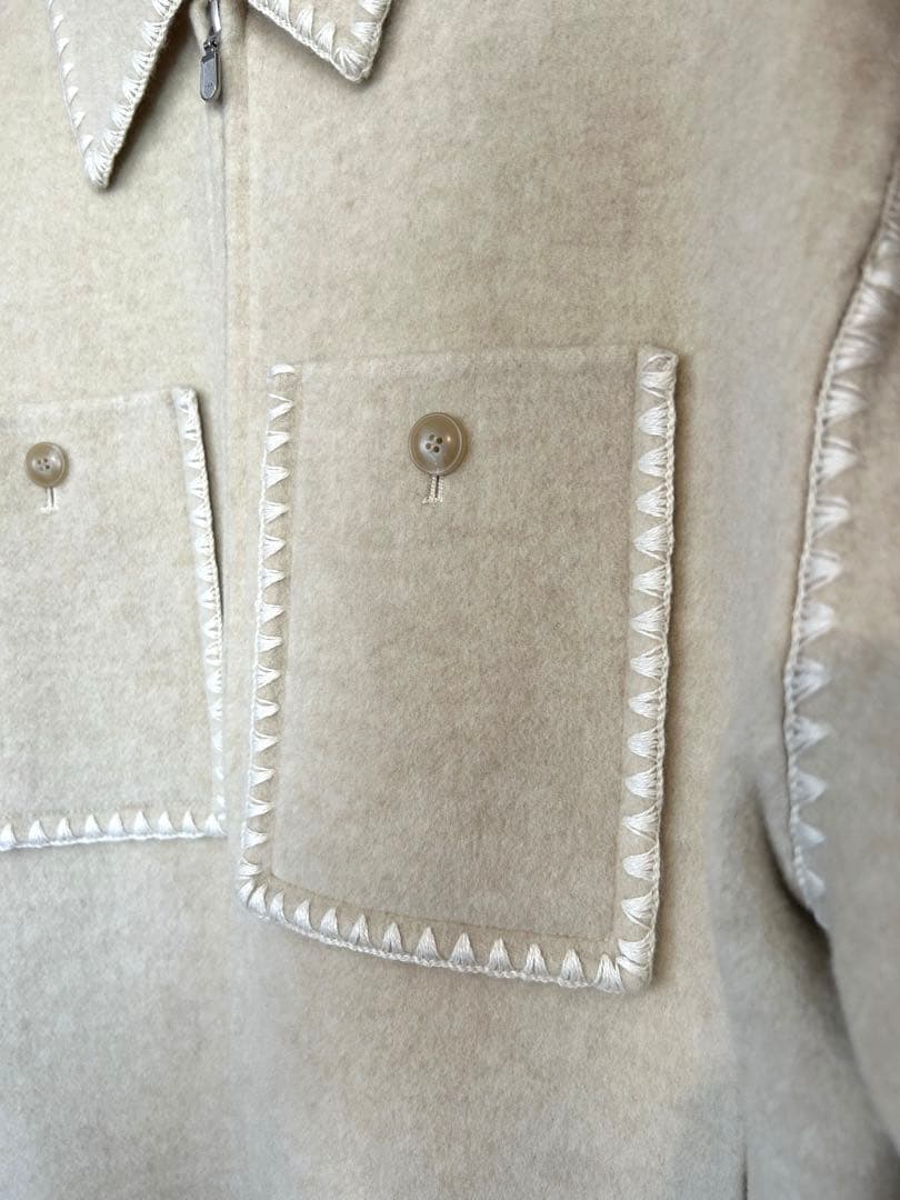 ジャケット・アウター WOOL EMBROIDERY SHORT ZIP JACKET