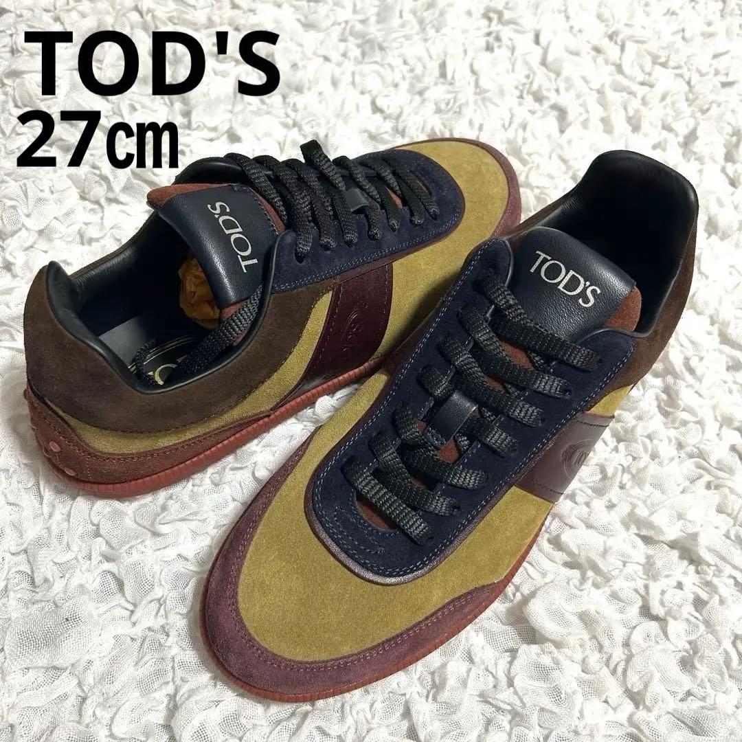 新品✨20AW 定価10.4万円 トッズ ロゴ入り スエード×レザー スニーカー