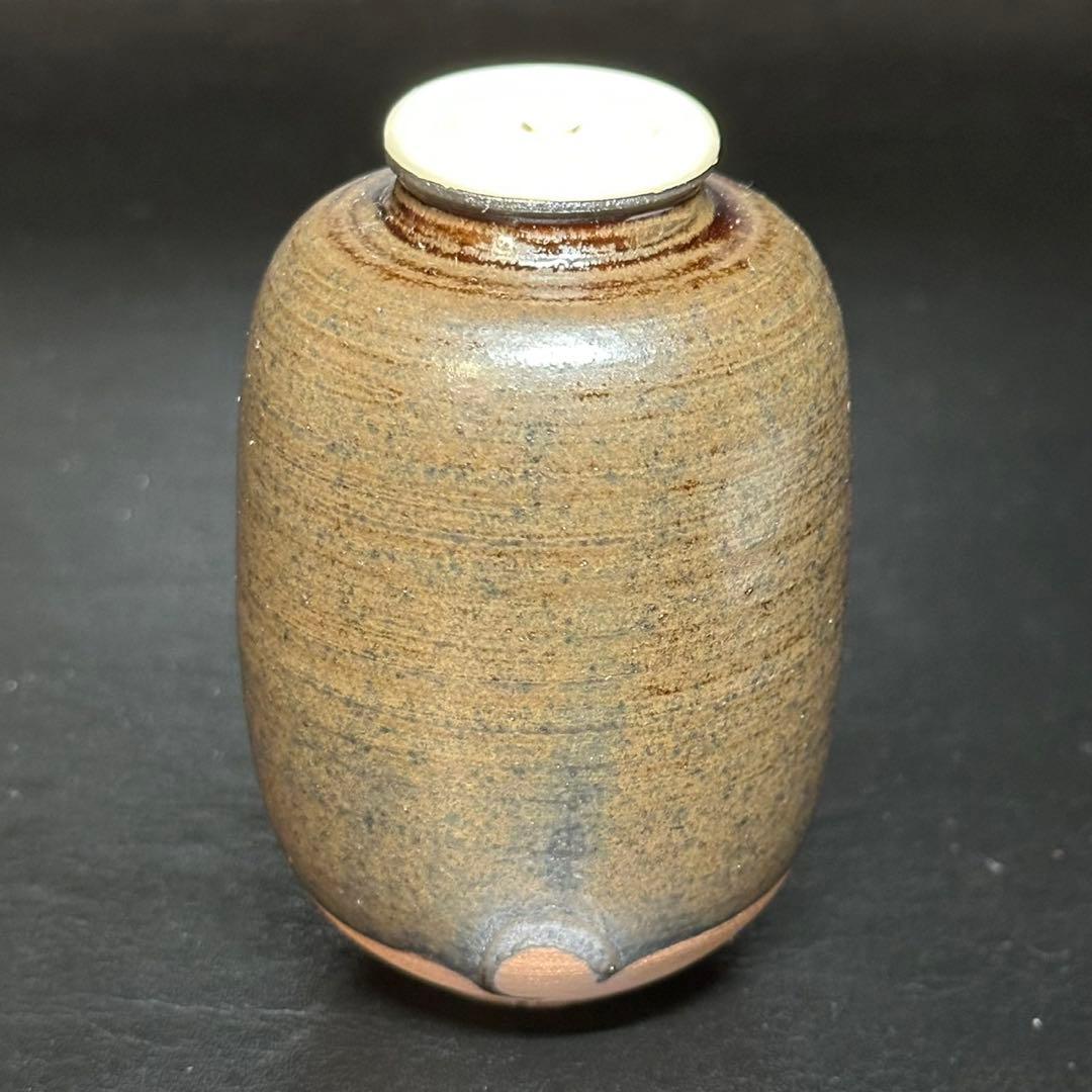 ★茶道具！古瀬戸 在中菴肩衝写 茶入！撫子金欄『笹田 仁史』作！共箱/仕覆付！★