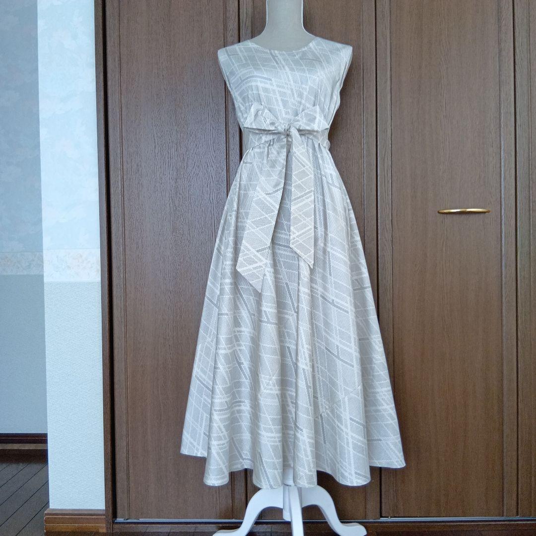 着物リメイク＊本場白大島紬＊ノースリーブテント型フレアーワンピース