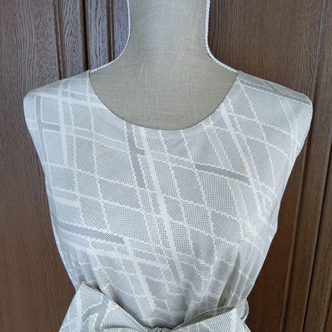 着物リメイク＊本場白大島紬＊ノースリーブテント型フレアーワンピース