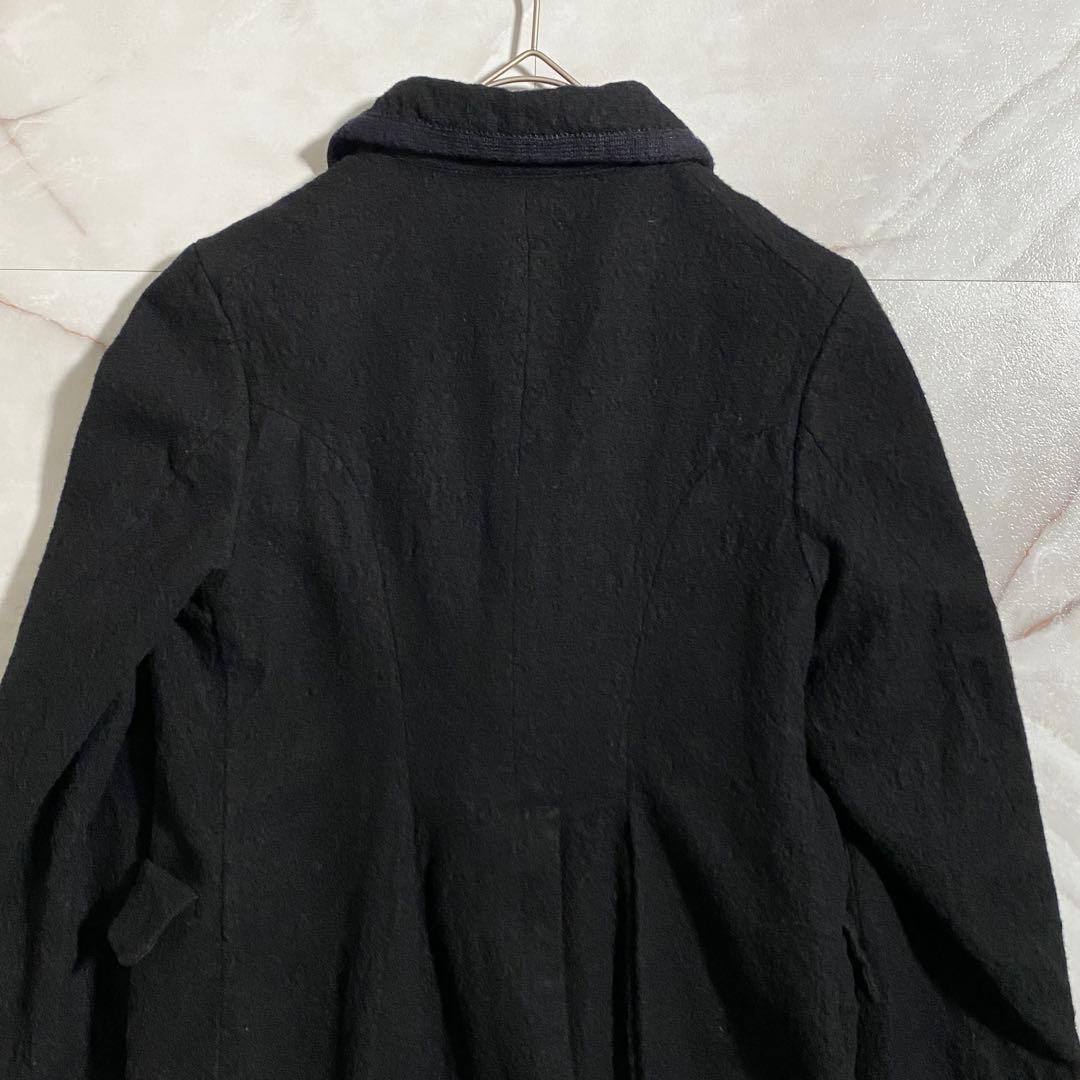 B18137 ブラックコムデギャルソン ファーパッチウール縮絨ジャケット 黒XS