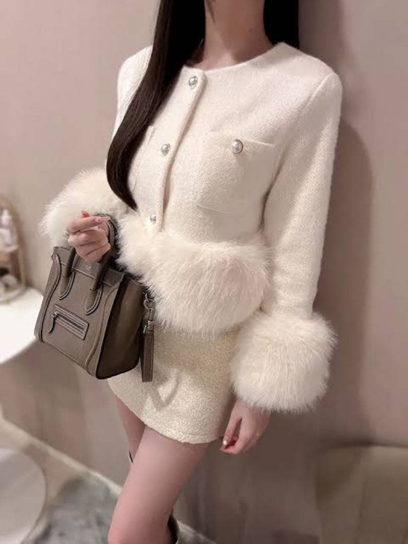 DHOLIC エコファーツイードジャケット