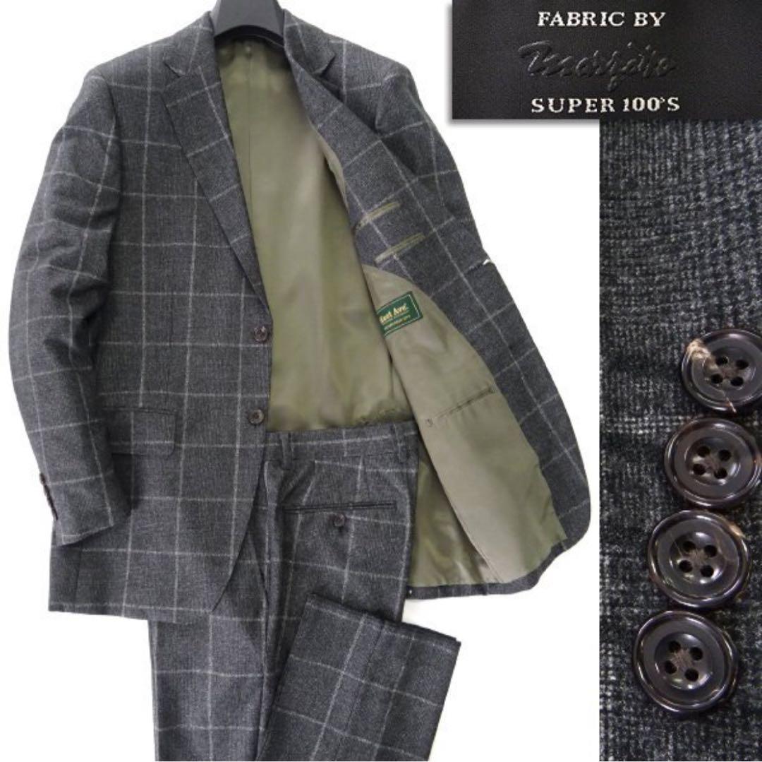 ケントアヴェニュー伊Marzotto Super100'SスーツA6(L)灰秋冬