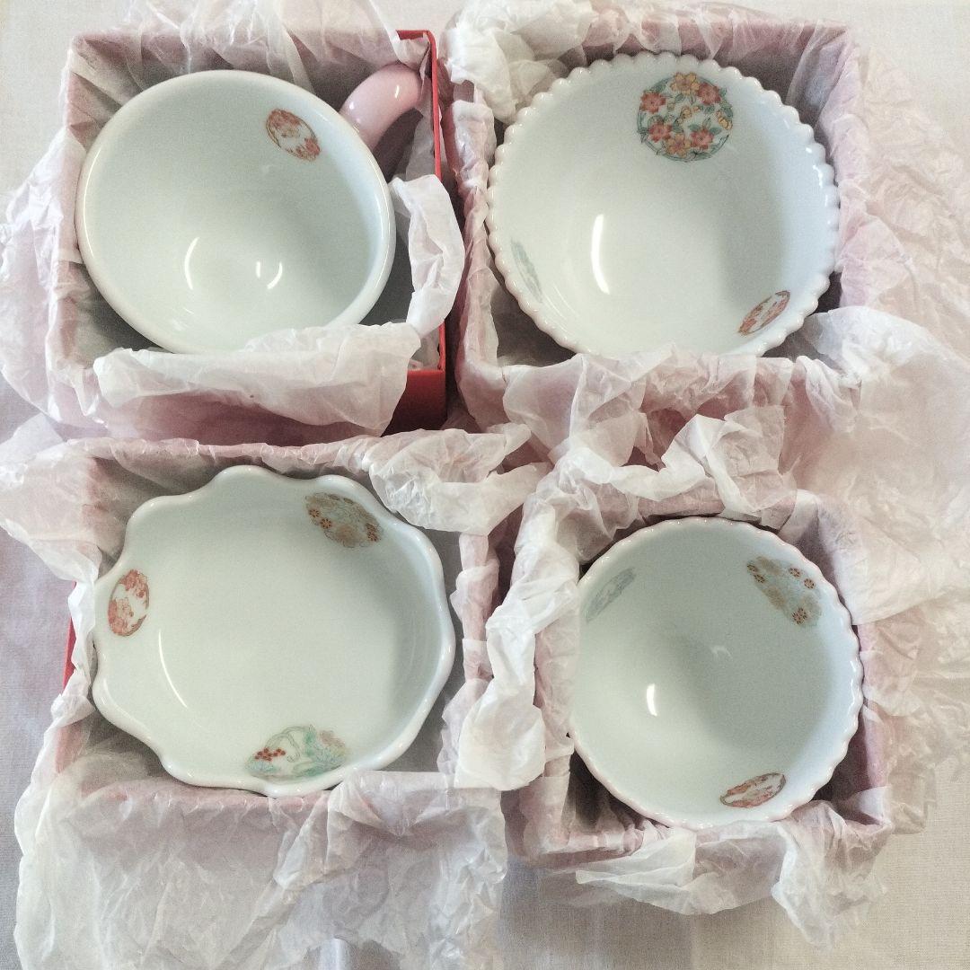 週末SALE【深川製磁】ひめ丸紋　お食い初め食器６点　宮内庁御用達 　出産祝